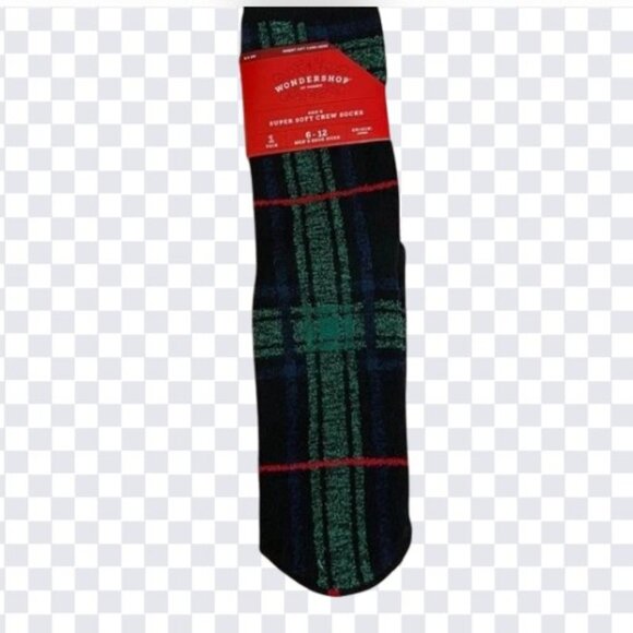 Wondershop Plaid Crew Socks in Black, Green, and Red ~ Extra Soft Extra Warm NWT - Picture 2 of 3